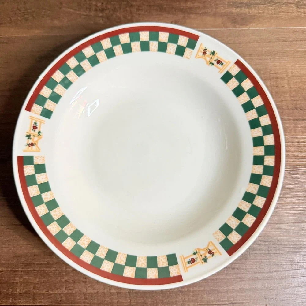 3 VTG 90s Betty Crocker Country Inn Rim Soup Bowls Stoneware Farmhouse Gingham